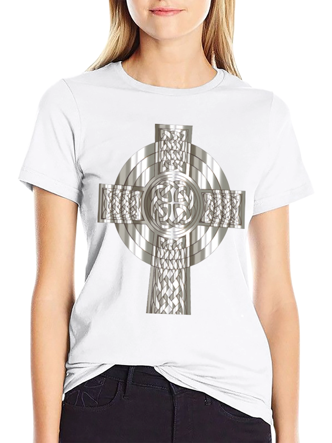Celtic Cross Graphic Tee - Black Cotton Blend