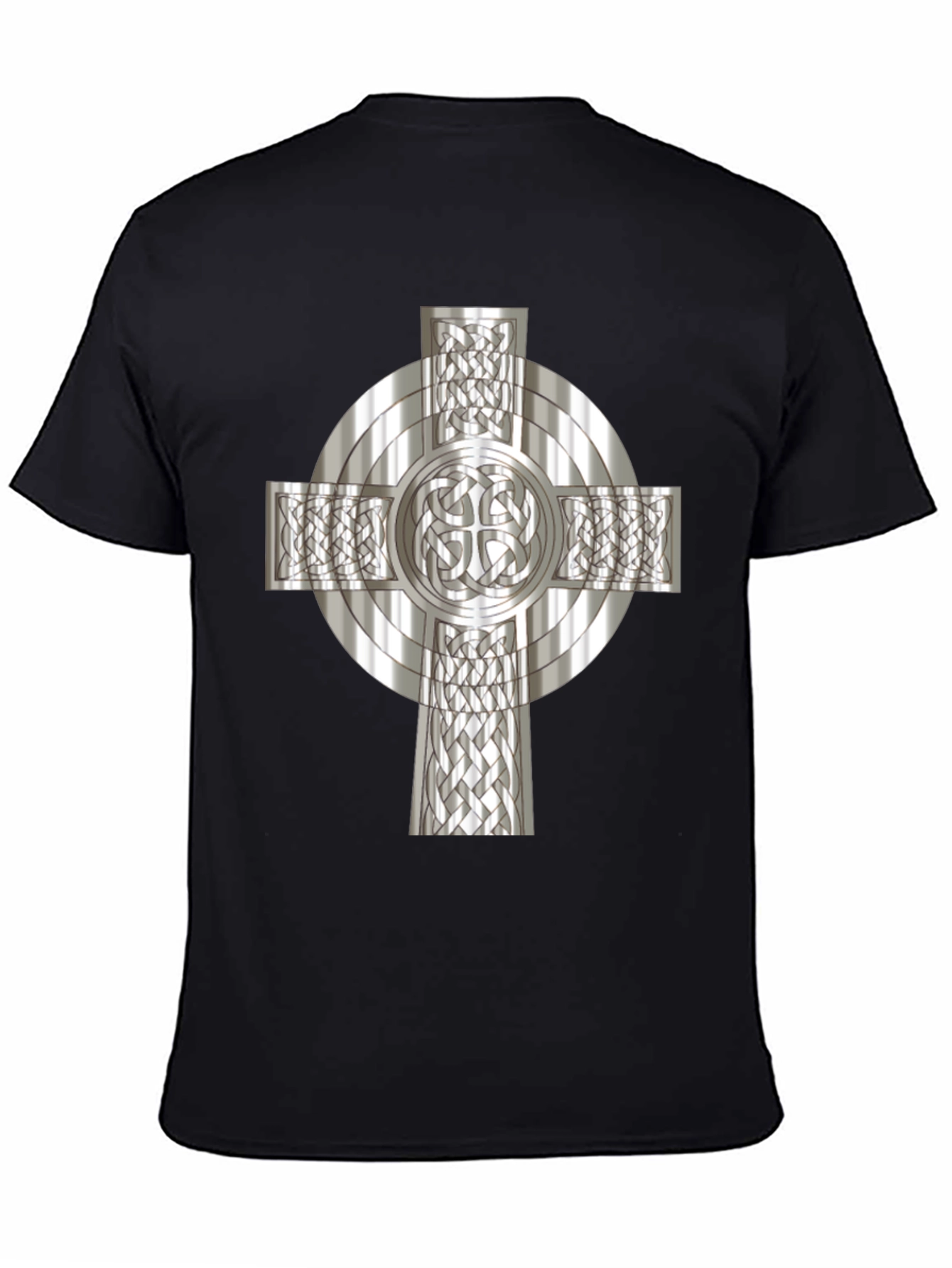 Celtic Cross Graphic Tee - Black Cotton Blend