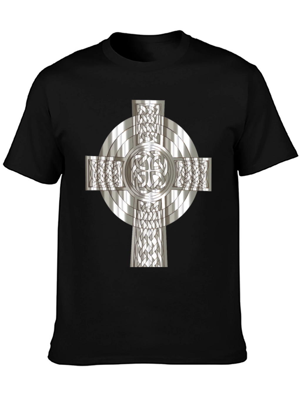 Celtic Cross Graphic Tee - Black Cotton Blend