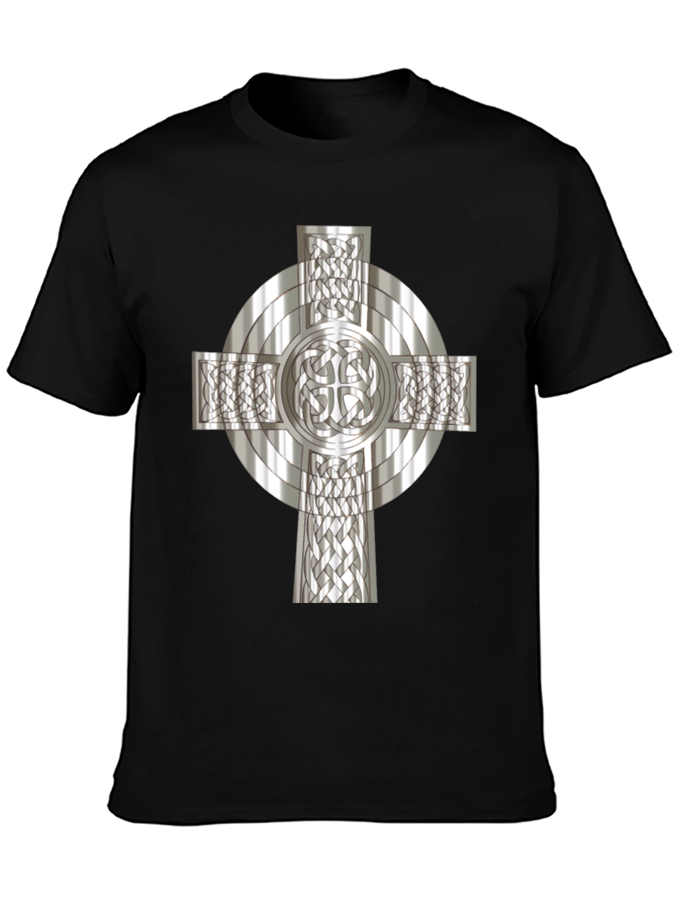 Celtic Cross Graphic Tee - Black Cotton Blend
