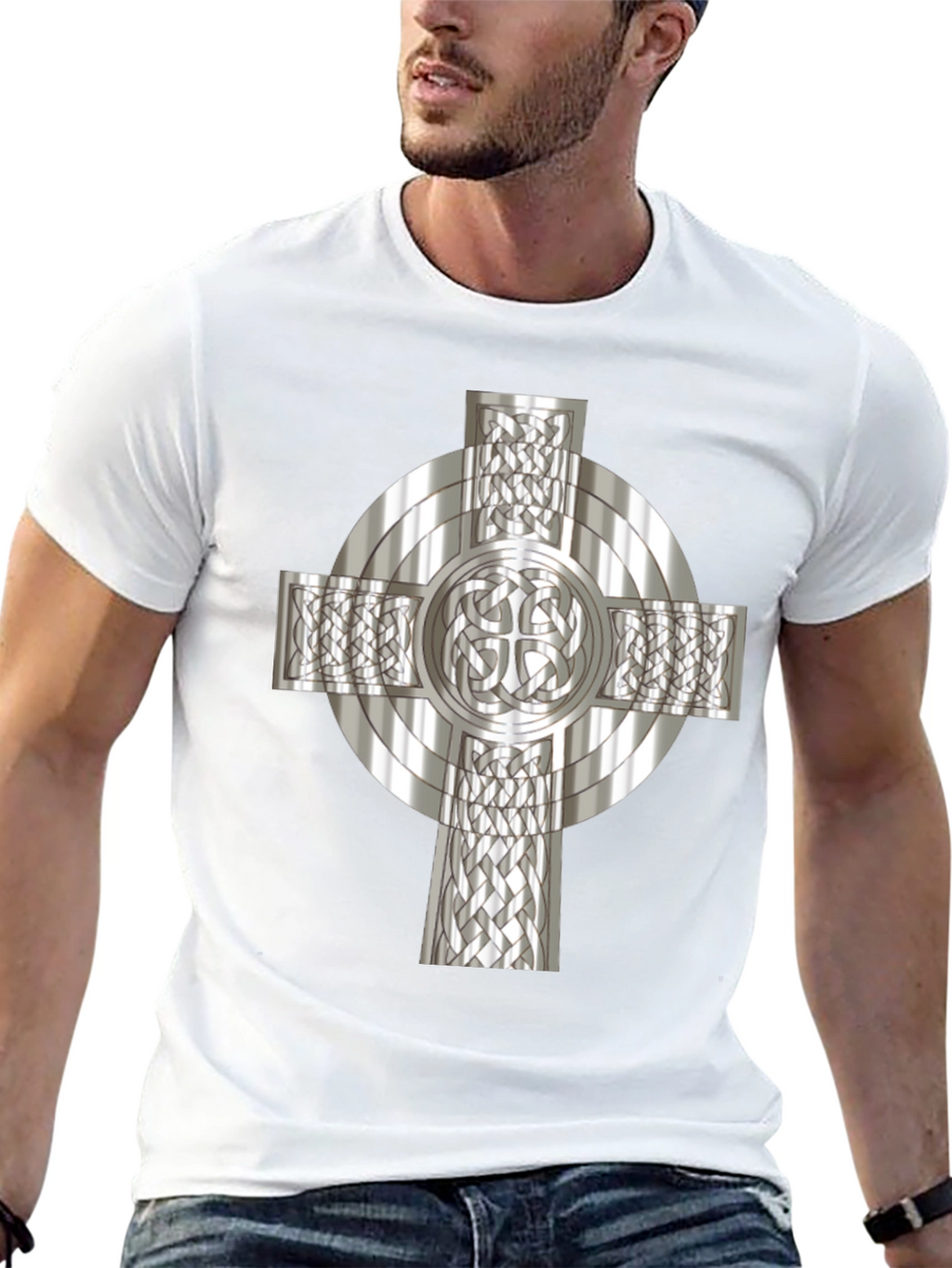 Celtic Cross Graphic Tee - Black Cotton Blend