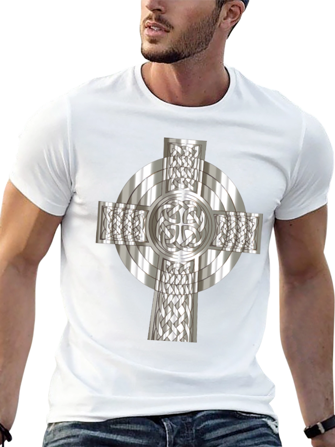 Celtic Cross Graphic Tee - Black Cotton Blend