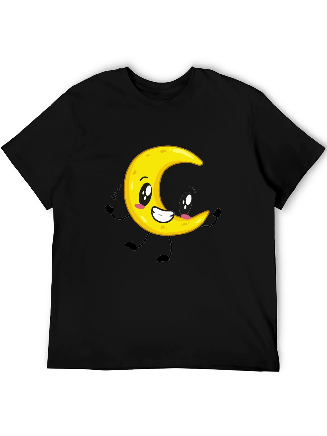 Cartoon Moon Graphic Black T-Shirt