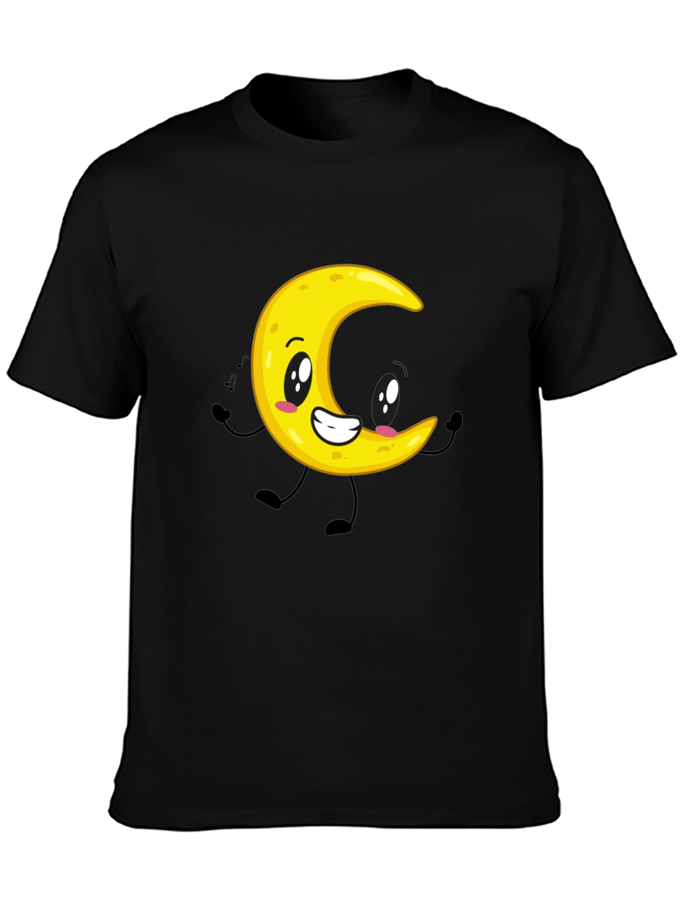 Cartoon Moon Graphic Black T-Shirt