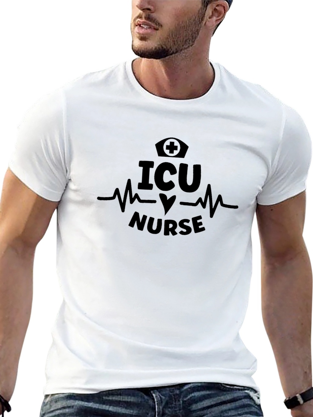 ICU Nurse Graphic Tee - Heartbeat Design