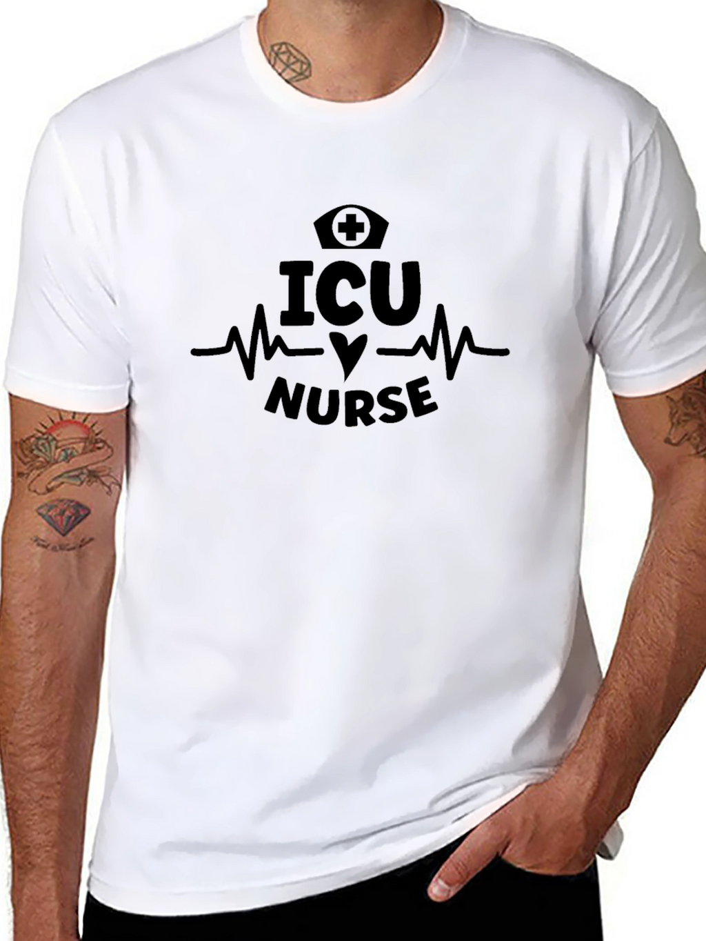 ICU Nurse Graphic Tee - Heartbeat Design