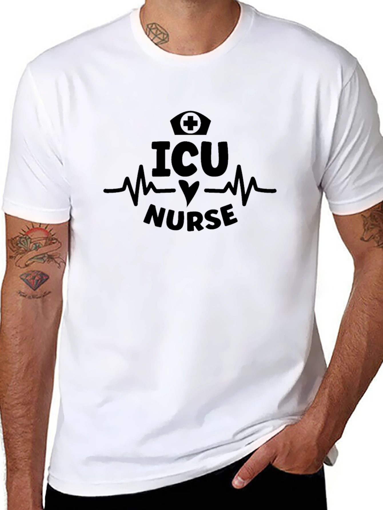 ICU Nurse Graphic Tee - Heartbeat Design