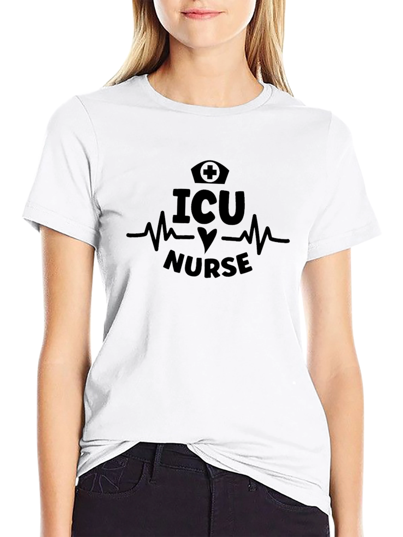 ICU Nurse Graphic Tee - Heartbeat Design