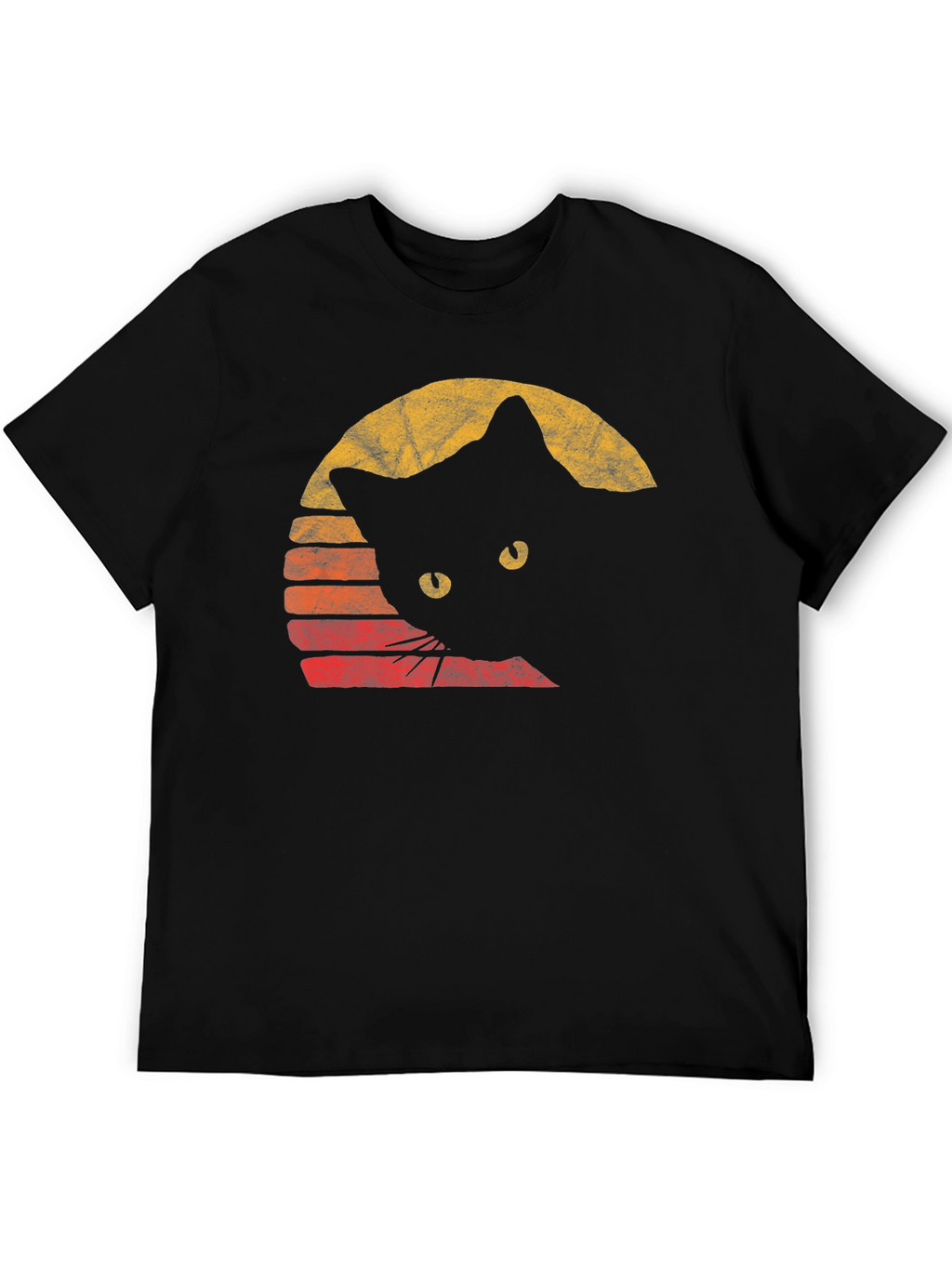 Retro Cat Graphic Tee - Black Cotton Comfort