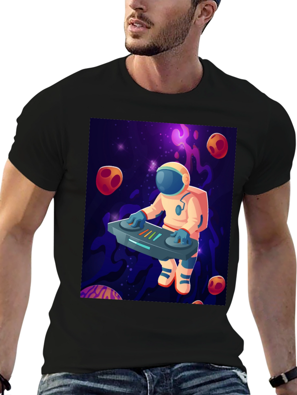 Astronaut DJ Graphic T-Shirt - Space Music Lover Tee