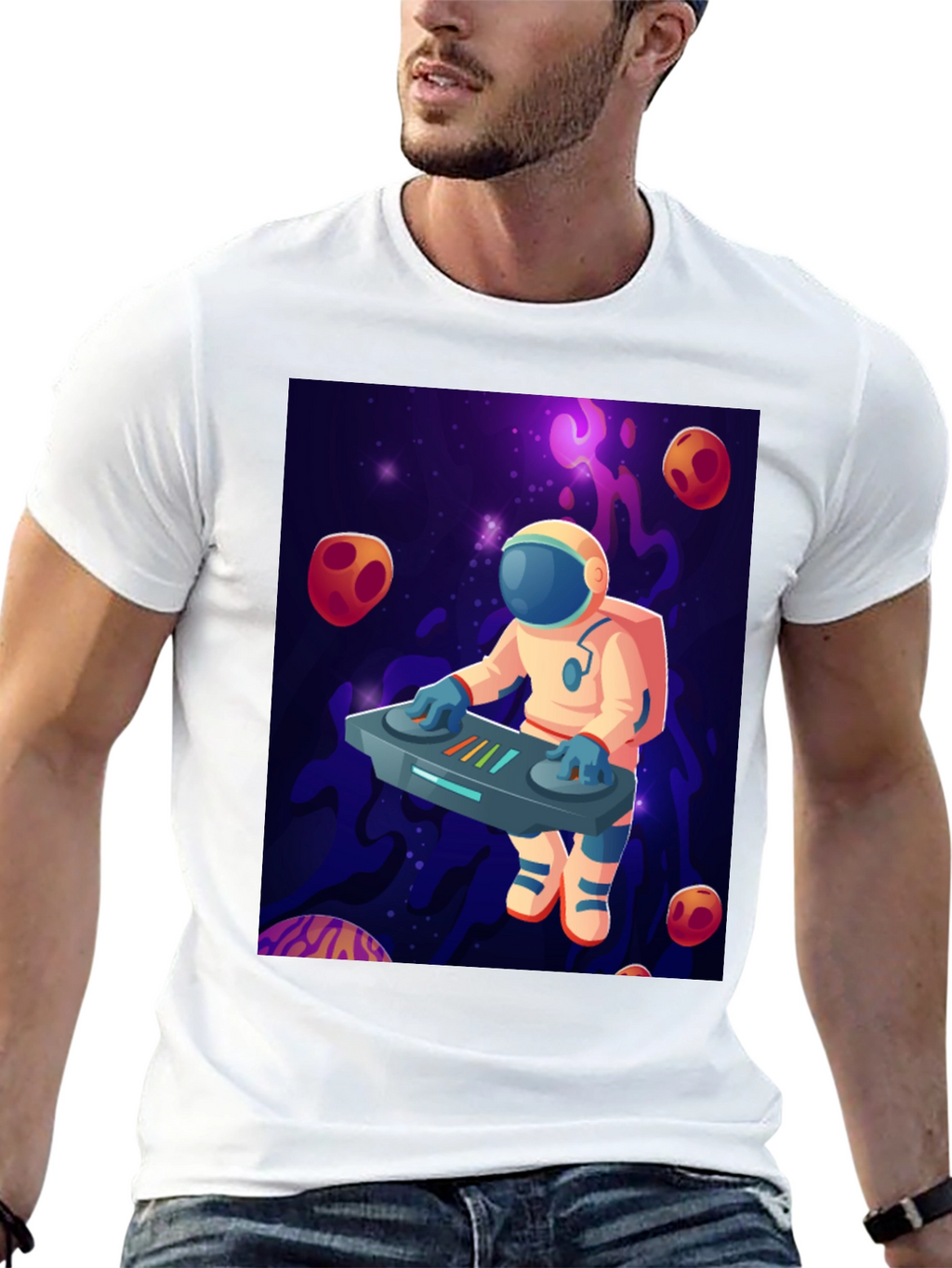 Astronaut DJ Graphic T-Shirt - Space Music Lover Tee
