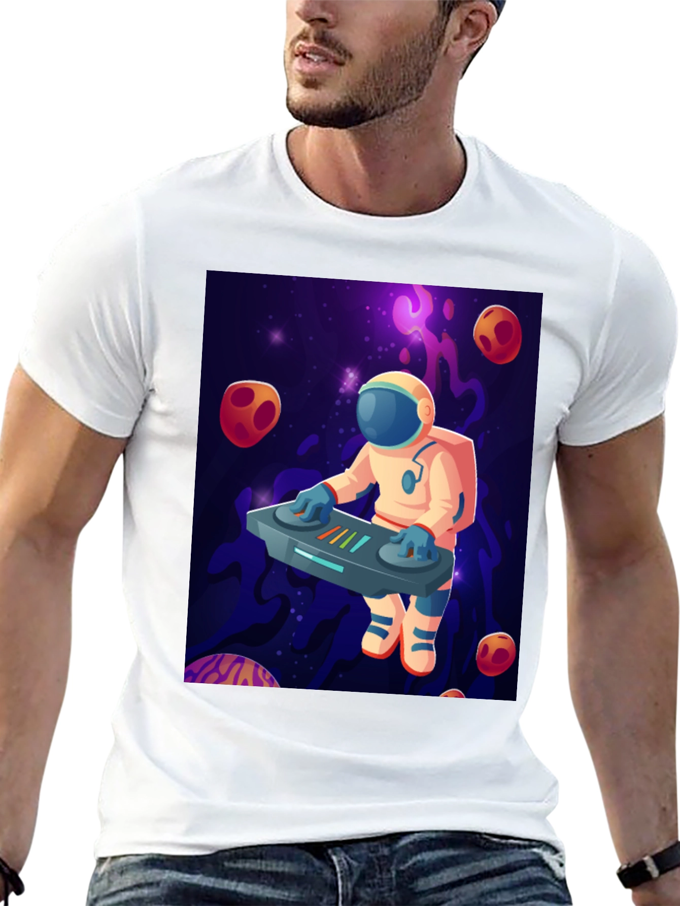 Astronaut DJ Graphic T-Shirt - Space Music Lover Tee
