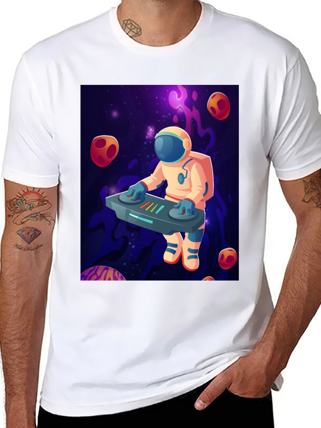 Astronaut DJ Graphic T-Shirt - Space Music Lover Tee