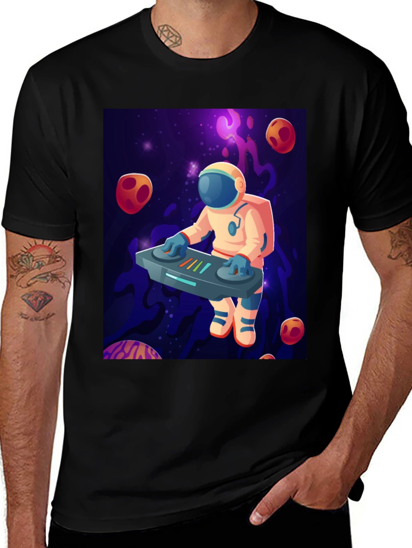 Astronaut DJ Graphic T-Shirt - Space Music Lover Tee