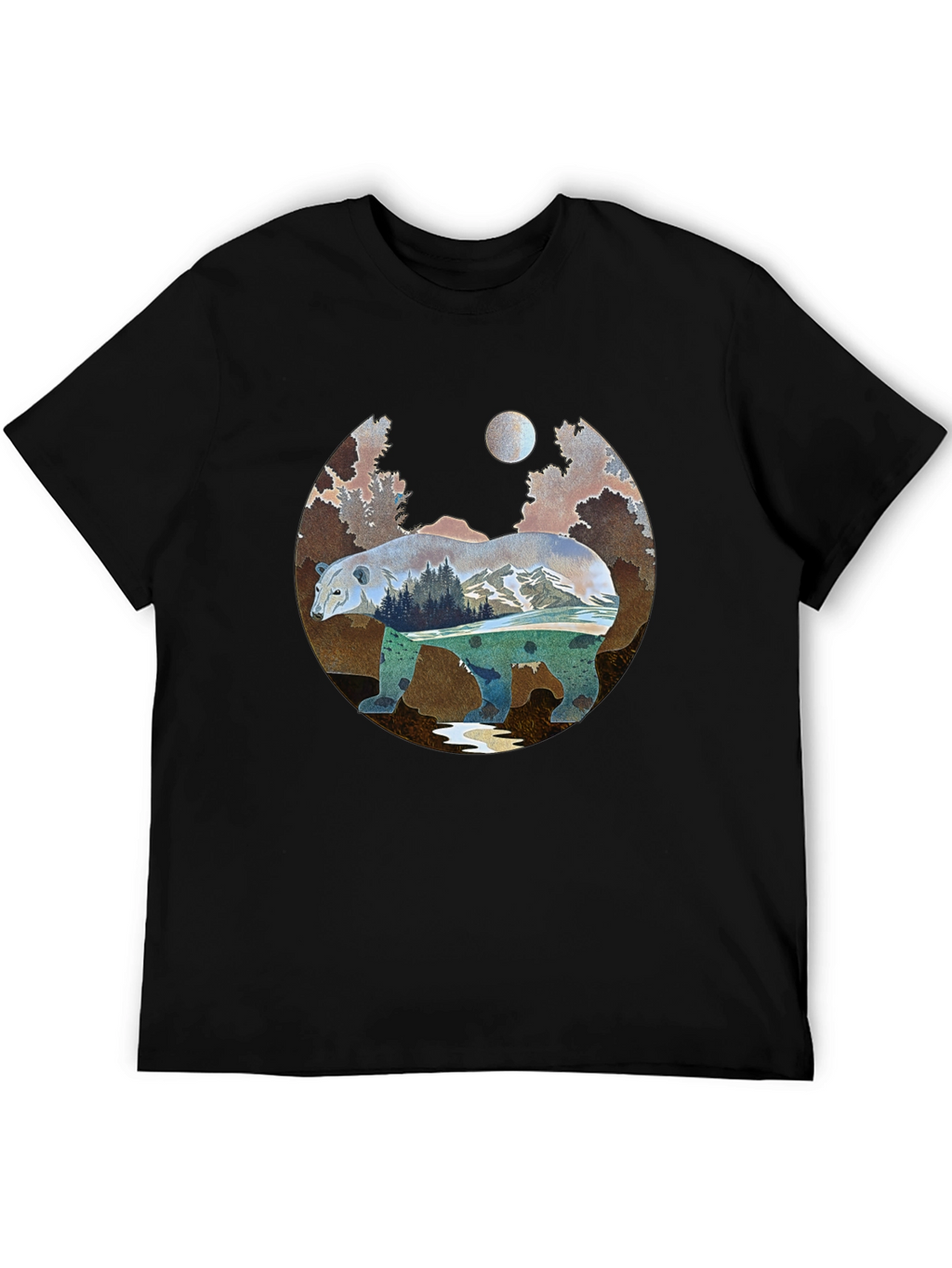 Nature Bear Graphic Tee - Black