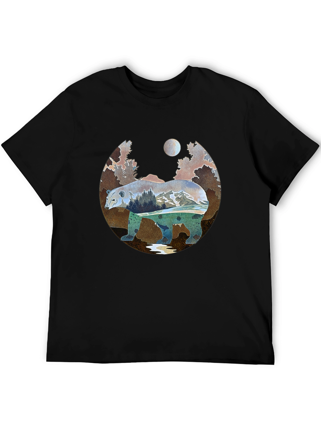 Nature Bear Graphic Tee - Black