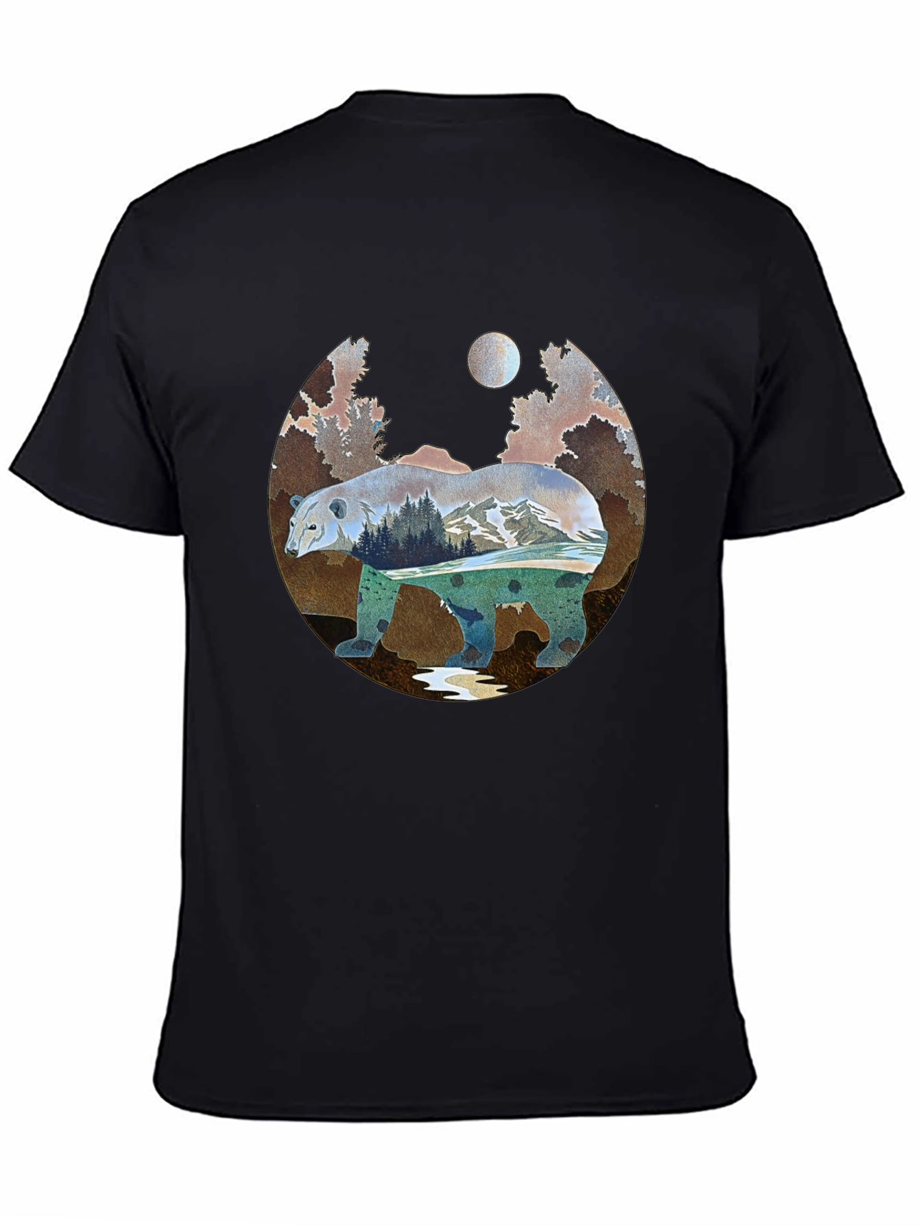 Nature Bear Graphic Tee - Black