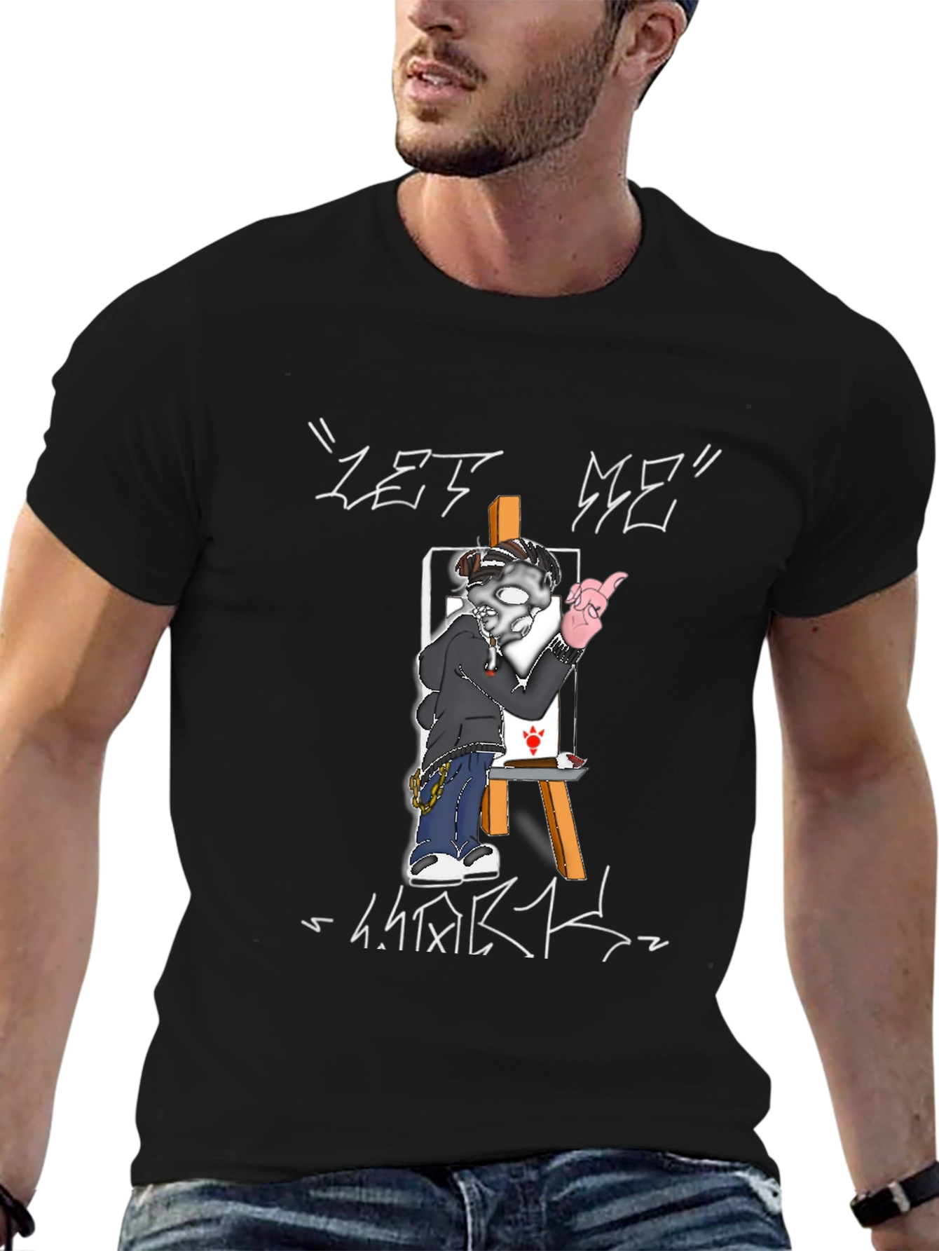 Let Me Work Black Graphic T-Shirt