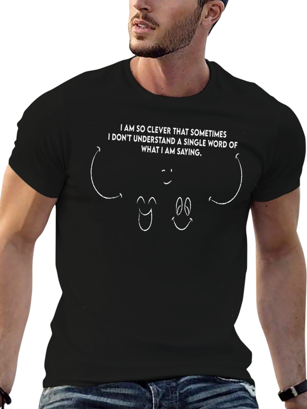 Clever Saying Graphic T-Shirt - Black