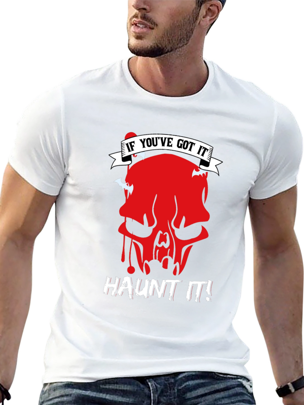 Haunt It Graphic Tee - Skull Halloween Shirt