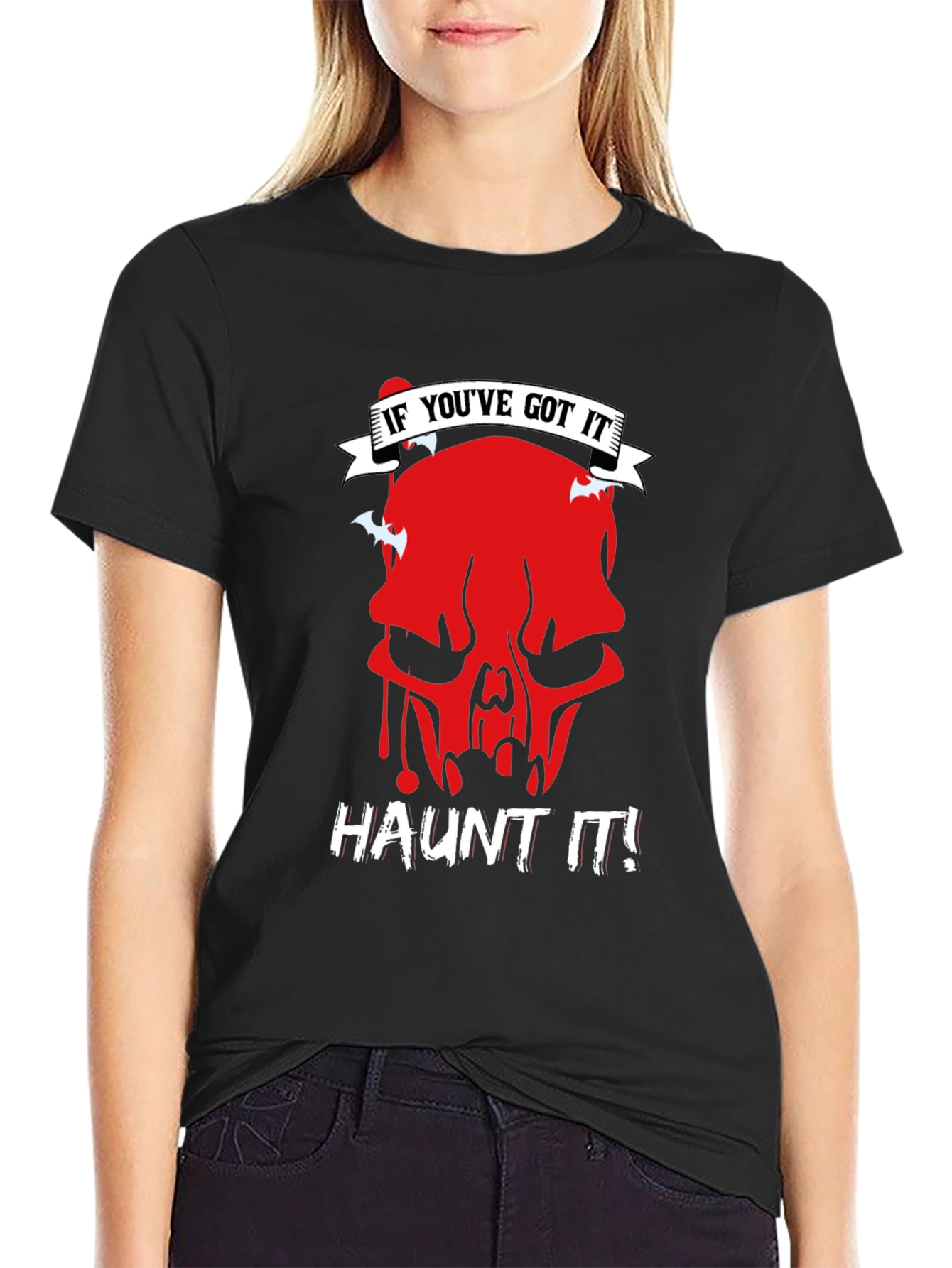 Haunt It Graphic Tee - Skull Halloween Shirt