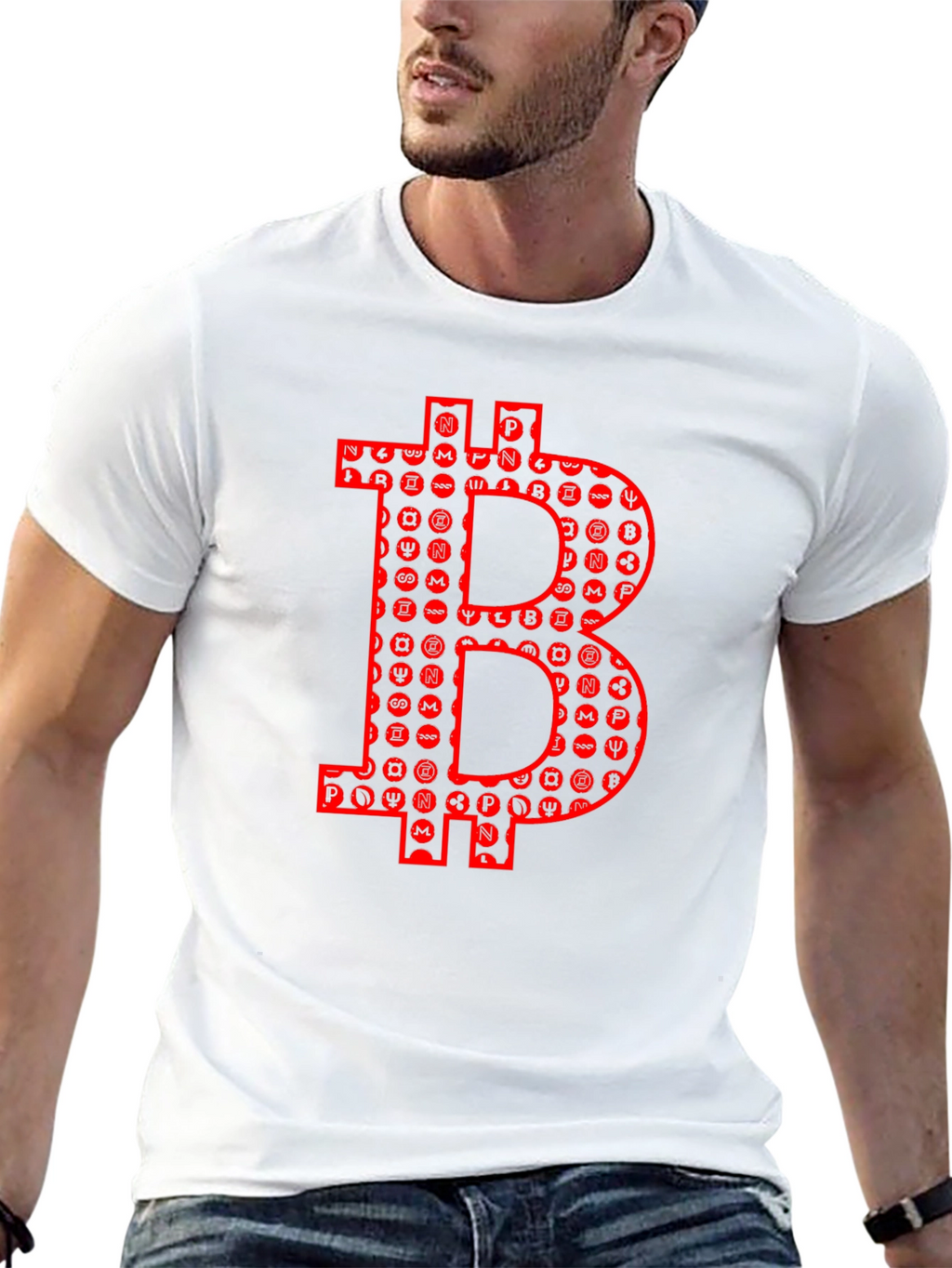 Bitcoin Crypto T-Shirt - Red Bitcoin Symbol Design