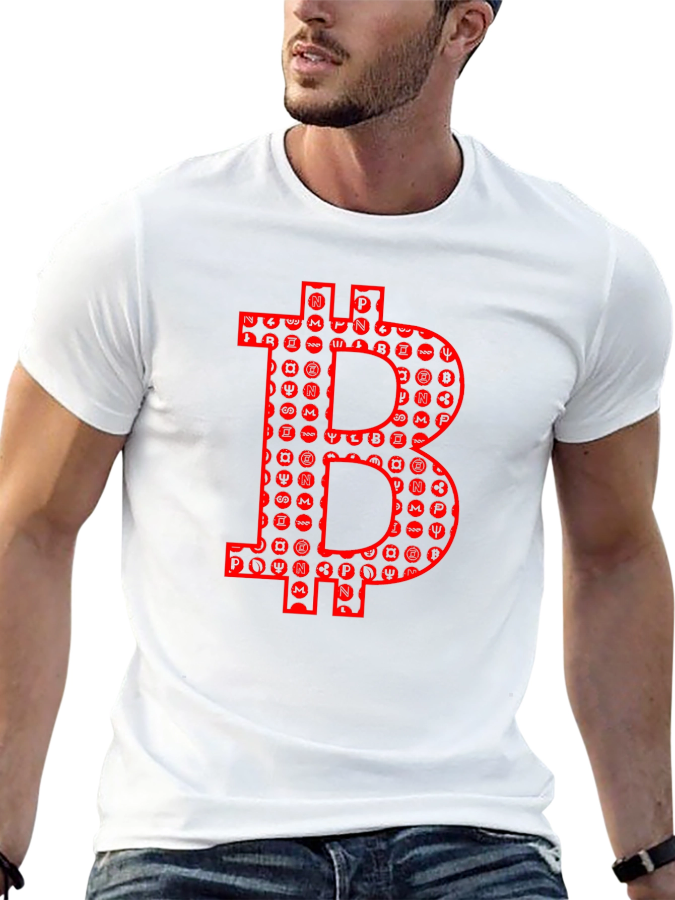 Bitcoin Crypto T-Shirt - Red Bitcoin Symbol Design