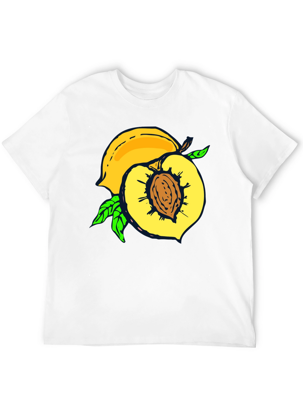 Peach Graphic Tee - Fruit Lovers Casual Black T-Shirt