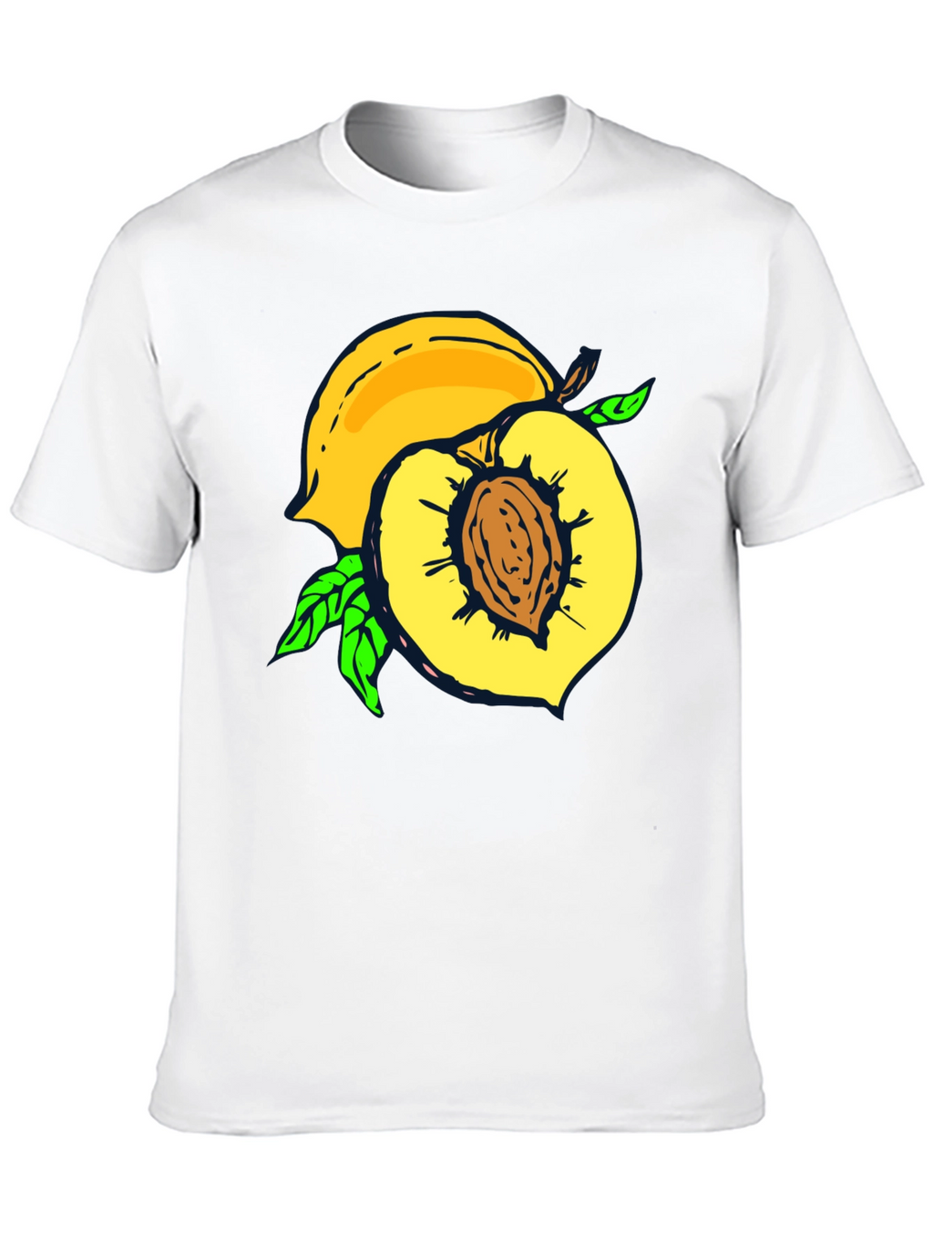 Peach Graphic Tee - Fruit Lovers Casual Black T-Shirt