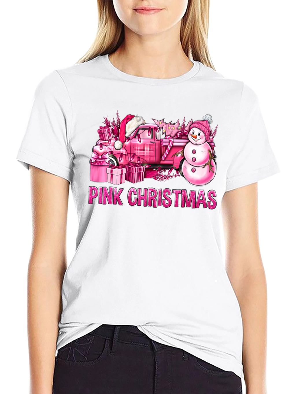 Pink Christmas Truck T-Shirt