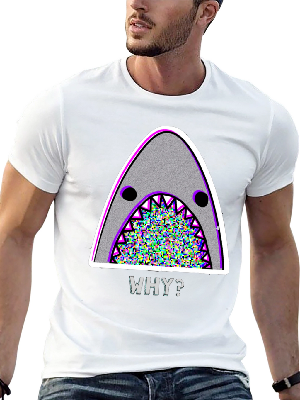 Mens Why? Shark Graphic T-Shirt