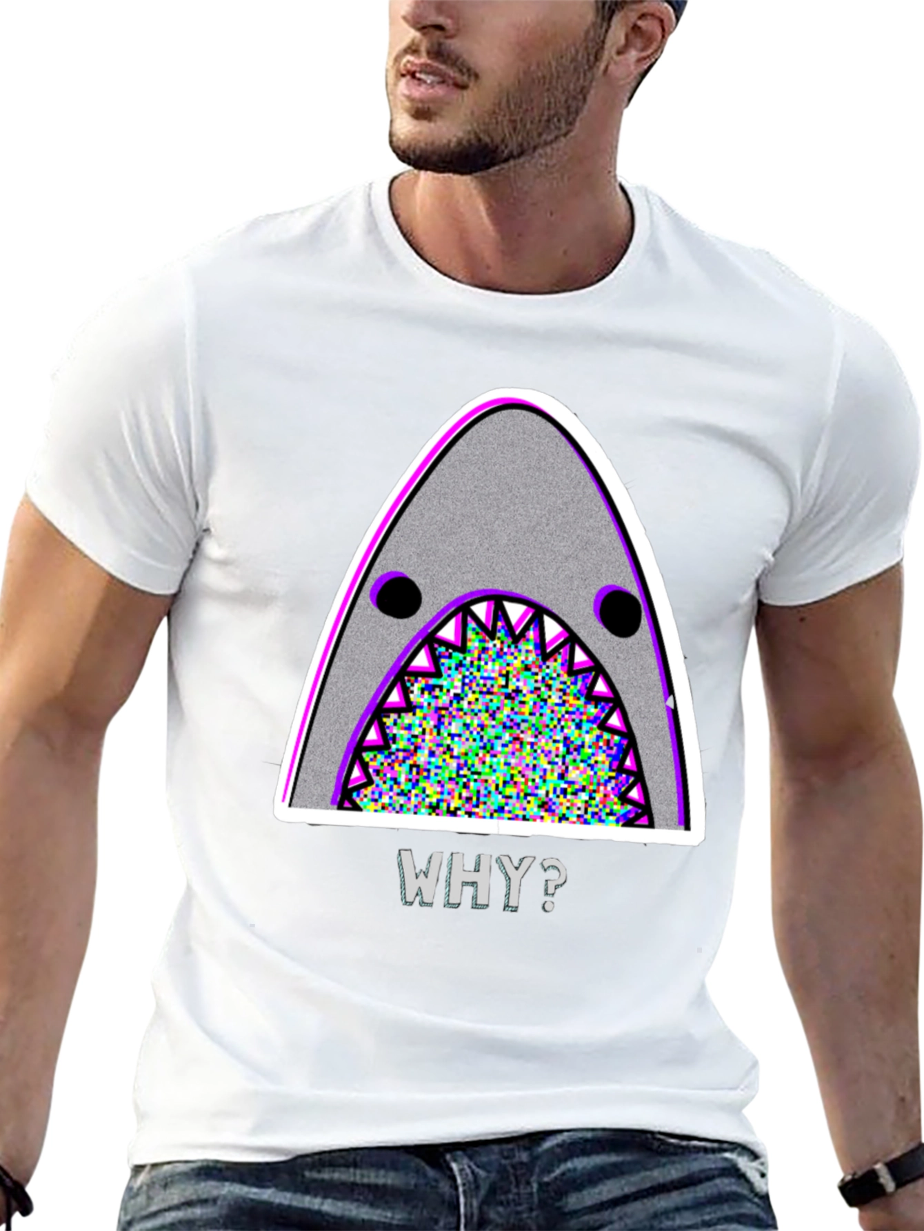 Mens Why? Shark Graphic T-Shirt
