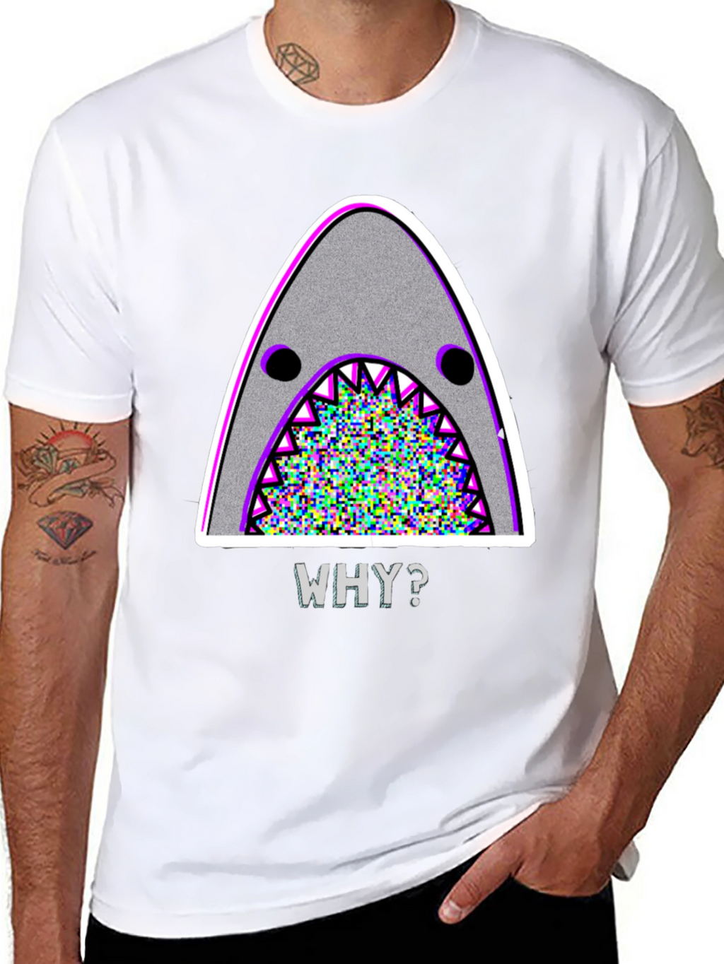 Mens Why? Shark Graphic T-Shirt