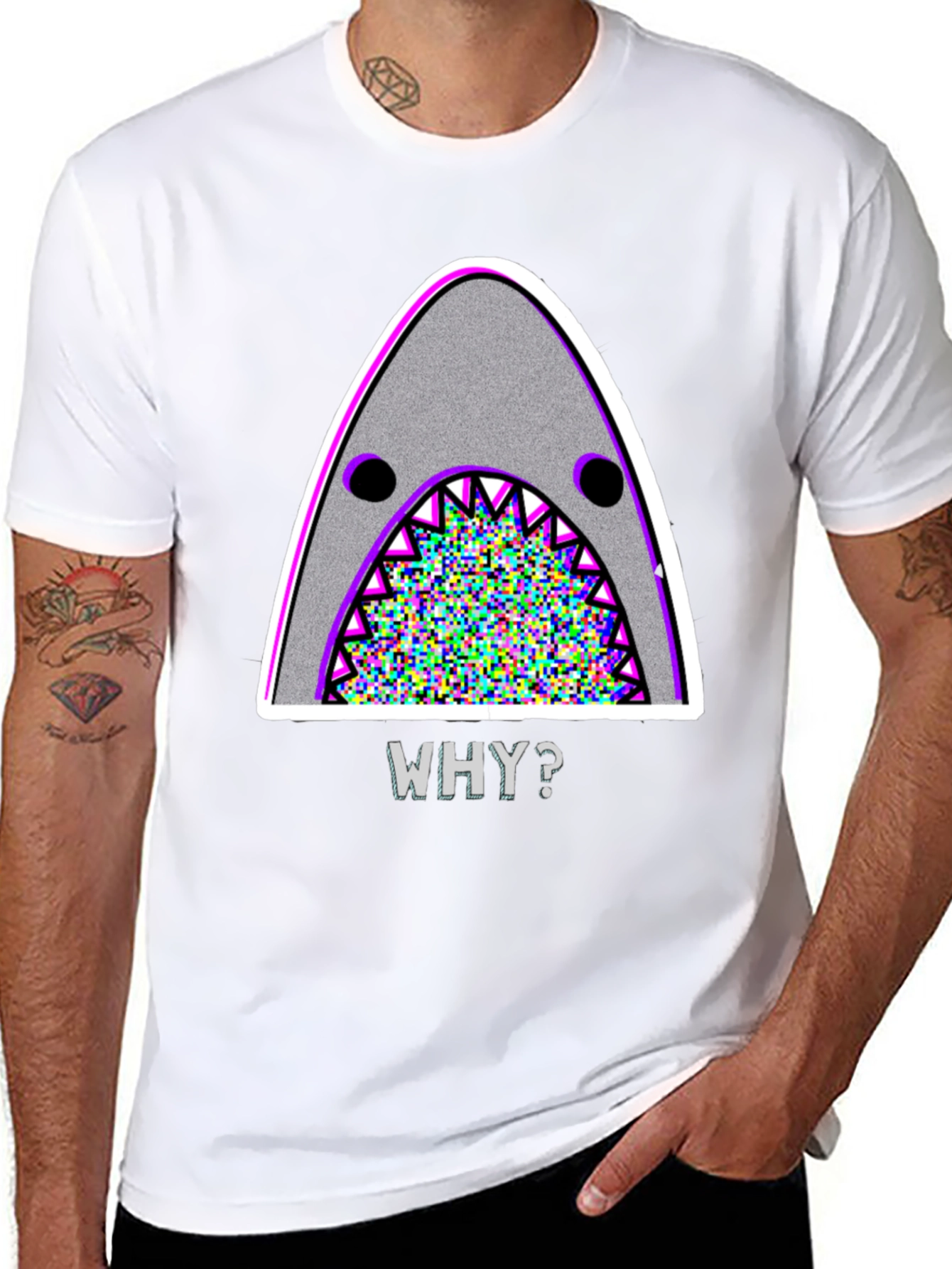 Mens Why? Shark Graphic T-Shirt