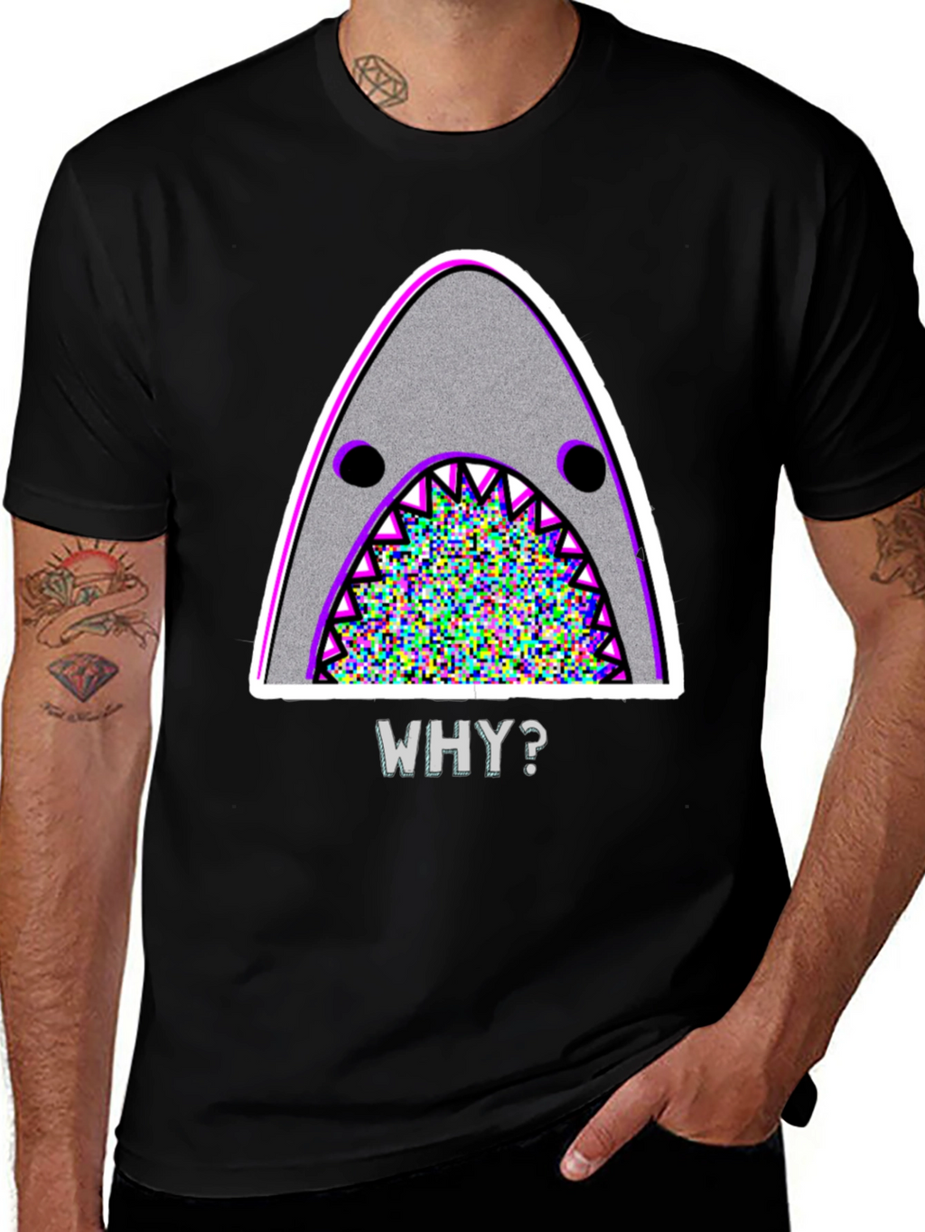 Mens Why? Shark Graphic T-Shirt