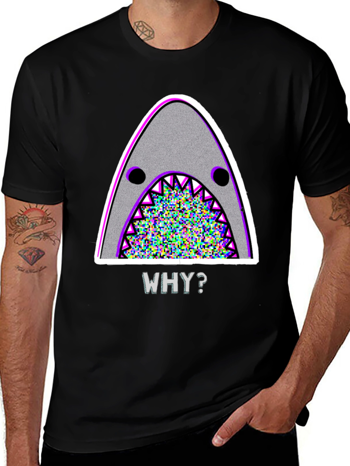Mens Why? Shark Graphic T-Shirt
