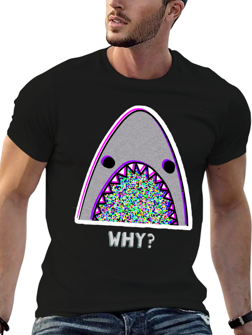 Mens Why? Shark Graphic T-Shirt