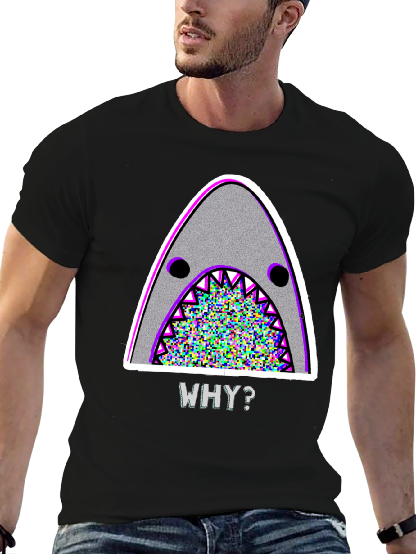 Mens Why? Shark Graphic T-Shirt