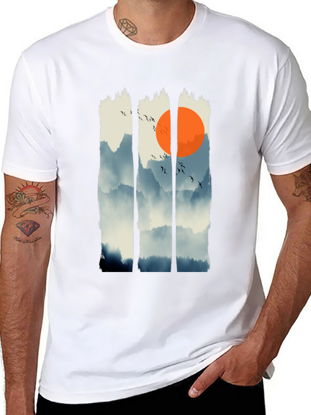 Zen Mountain Sunset Graphic Tee - Black