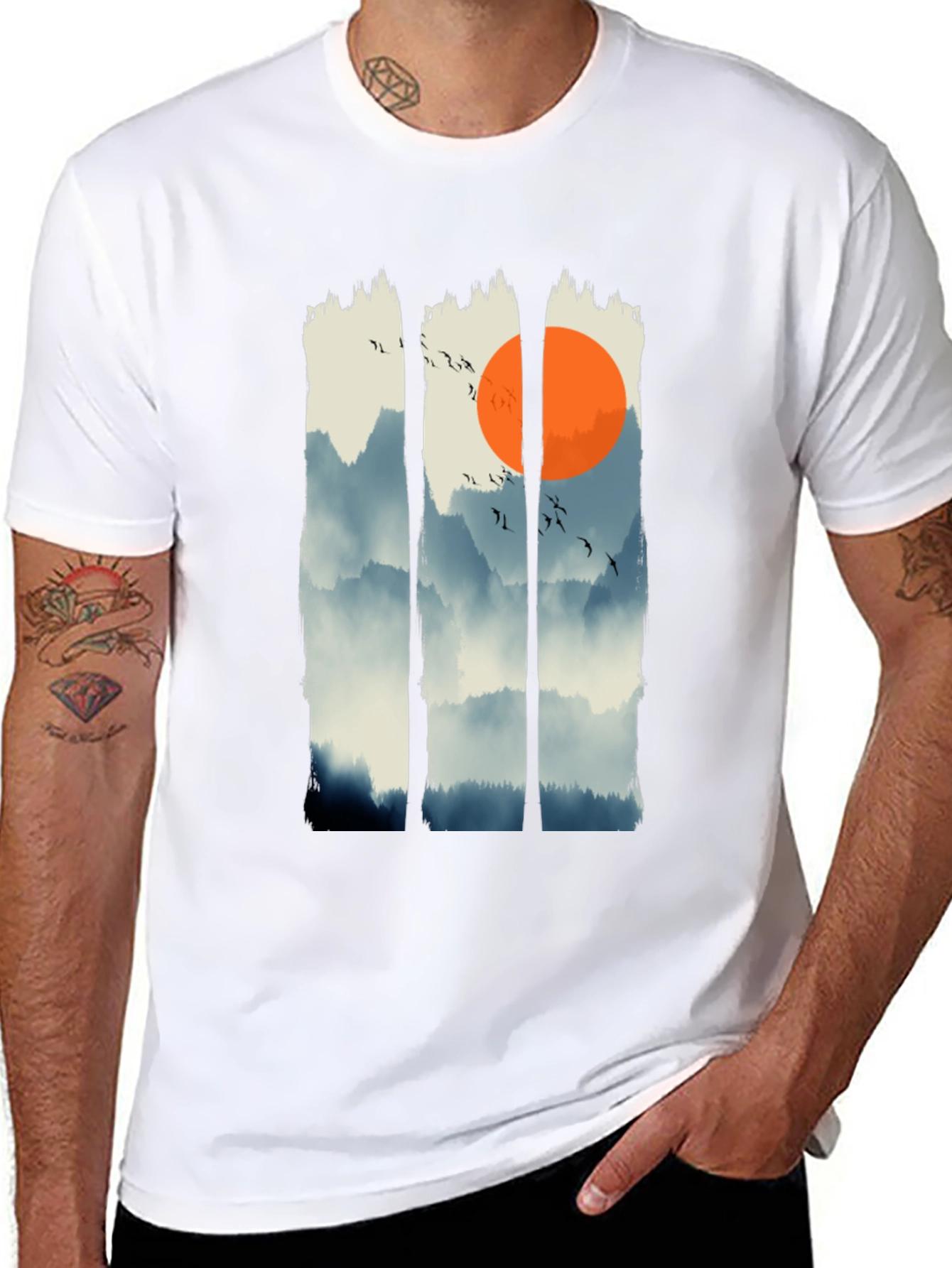 Zen Mountain Sunset Graphic Tee - Black