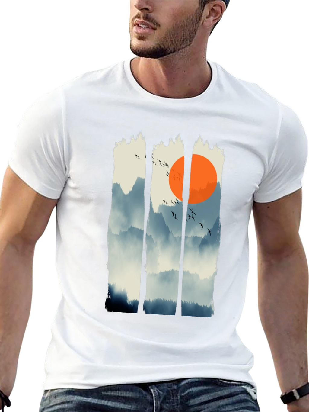 Zen Mountain Sunset Graphic Tee - Black