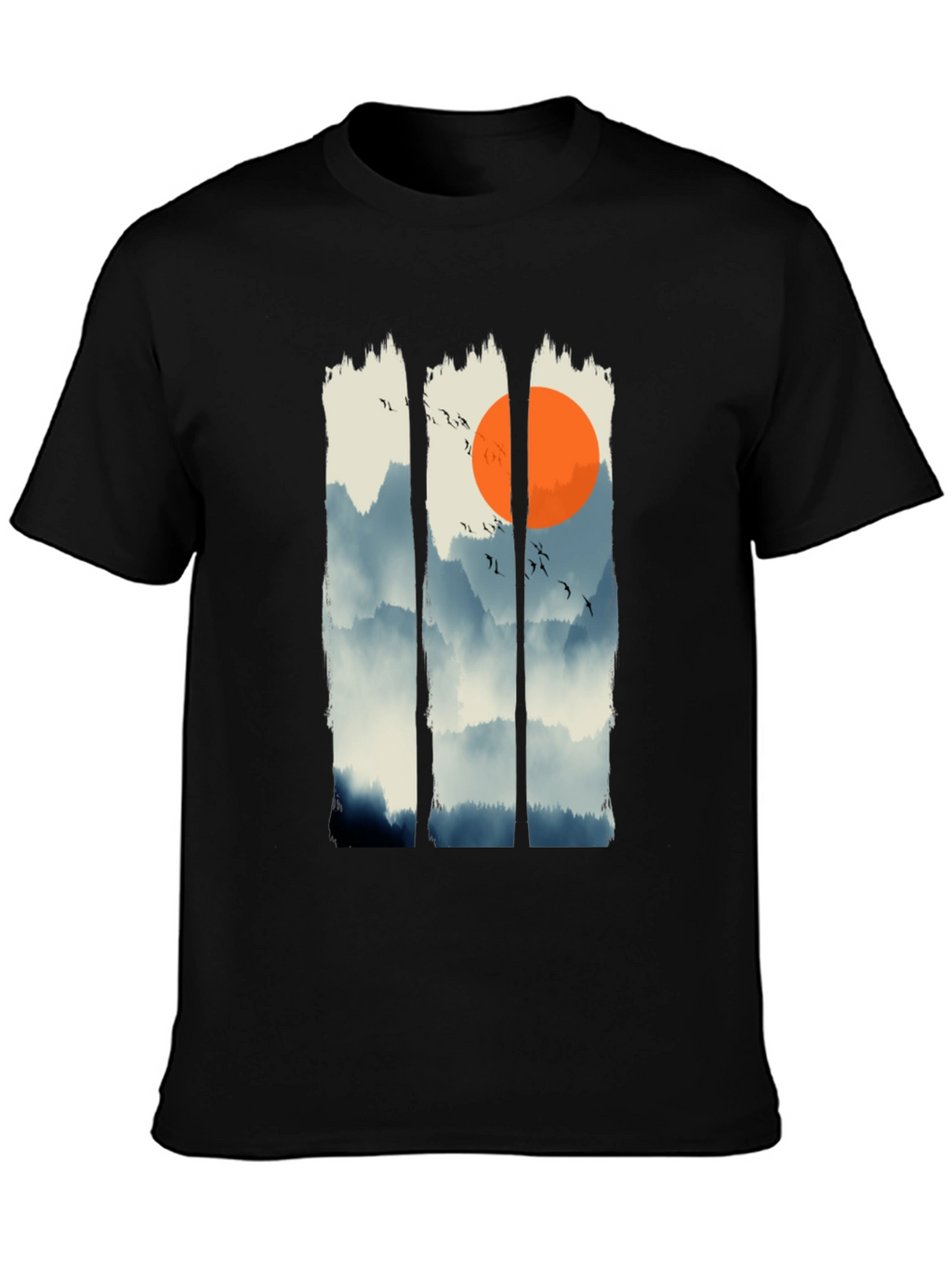 Zen Mountain Sunset Graphic Tee - Black