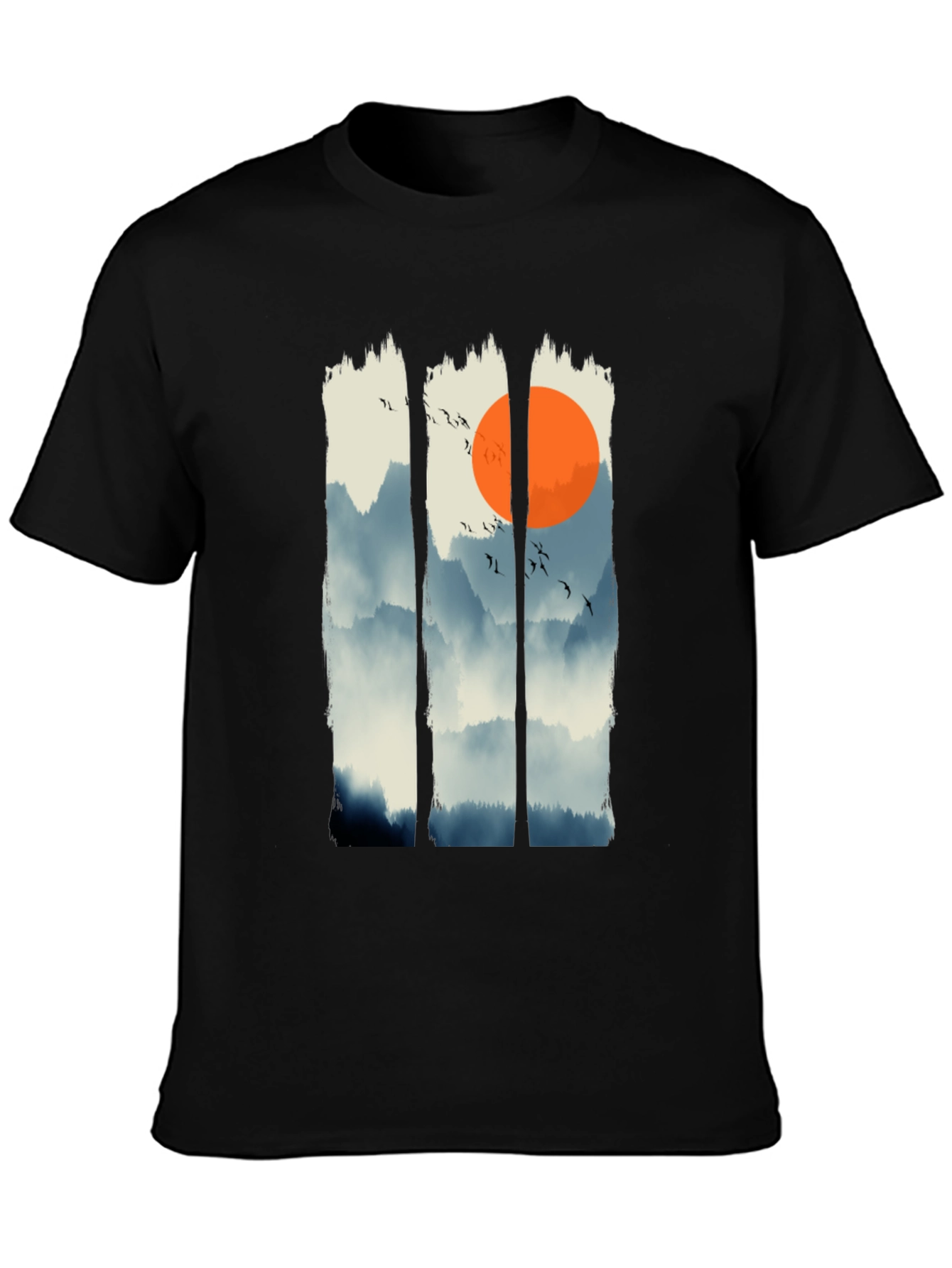 Zen Mountain Sunset Graphic Tee - Black