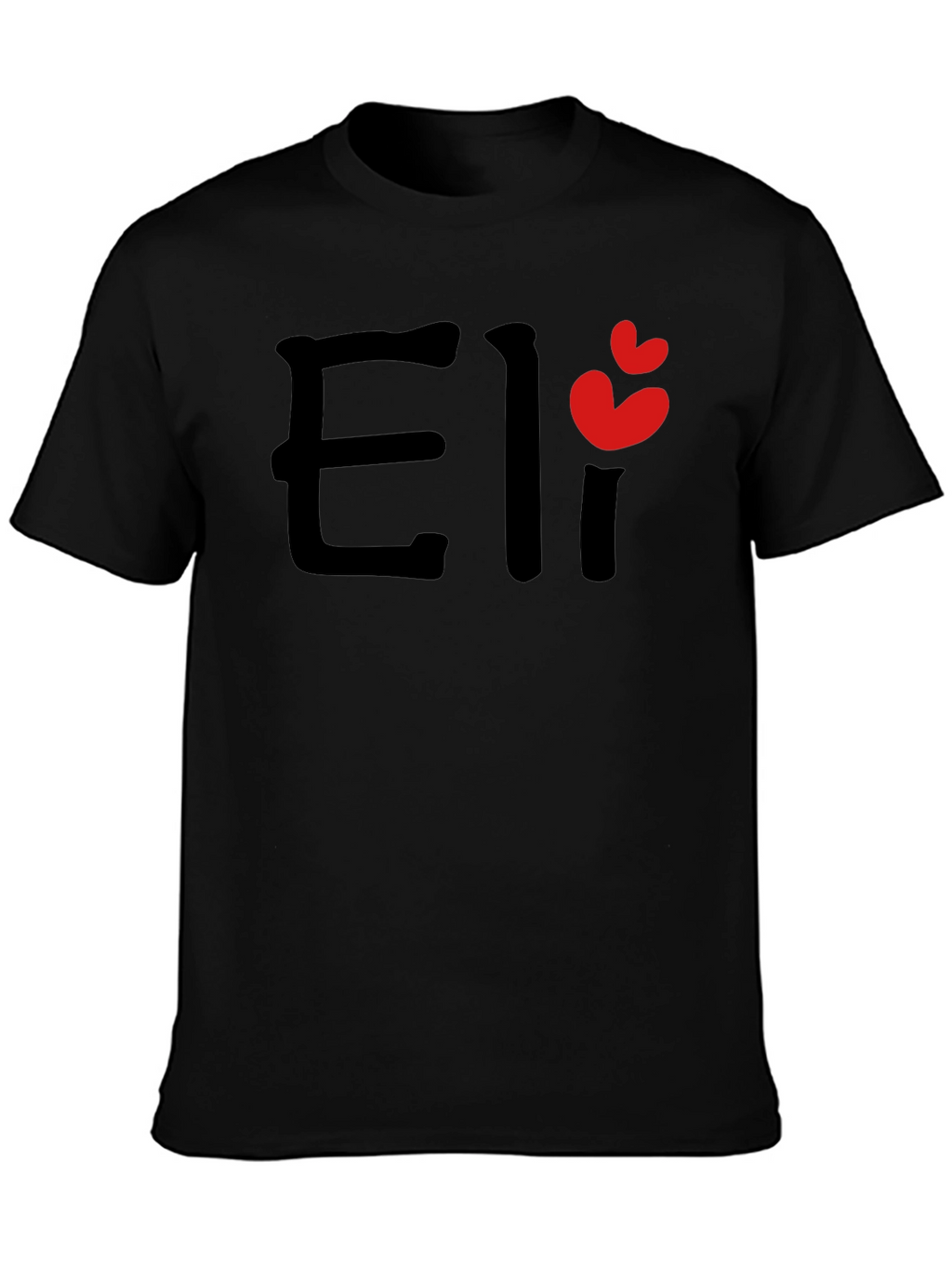 Eli Name Black T-Shirt with Heart Detail
