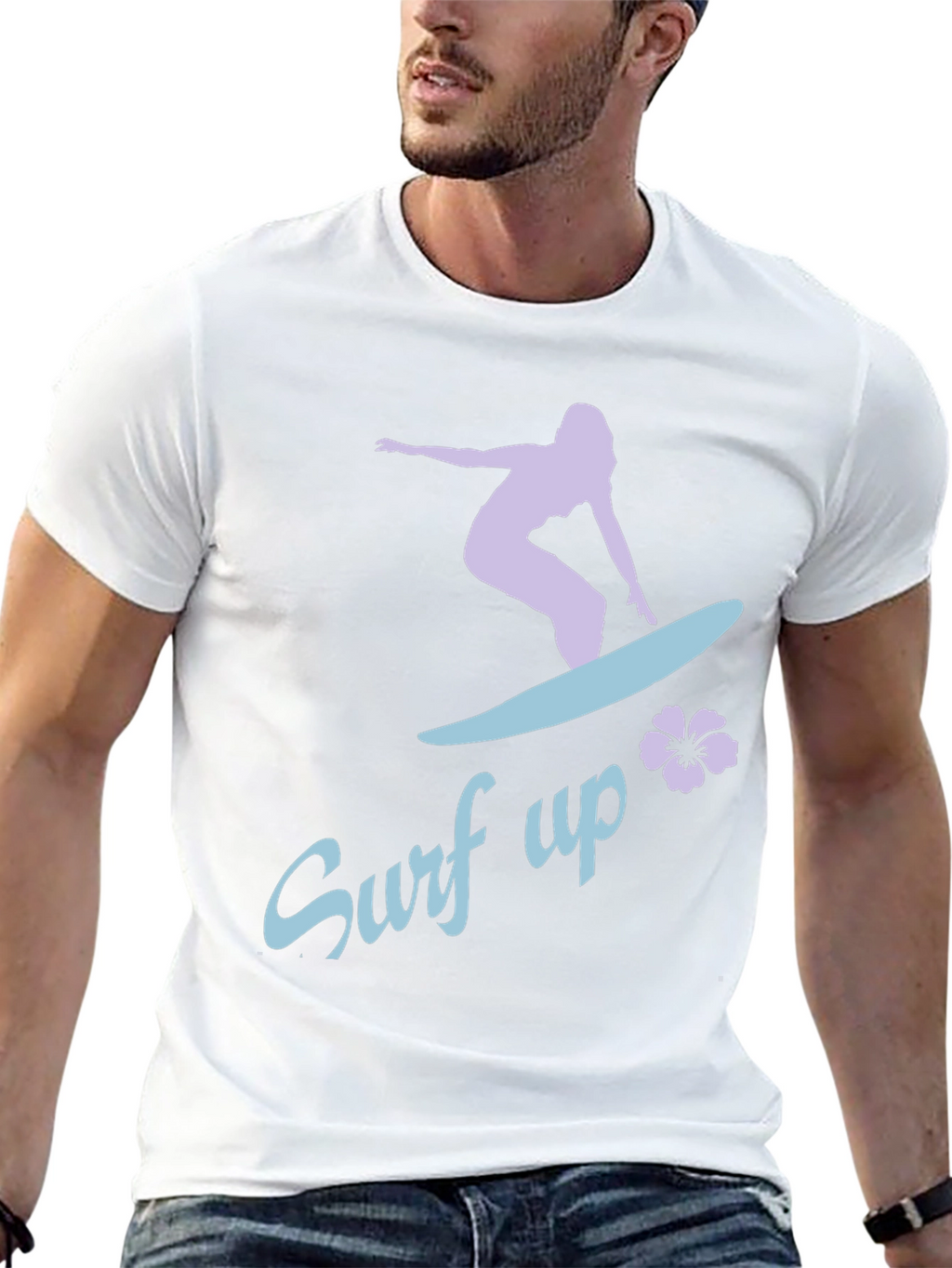 Surf Up Graphic Tee - Black Cotton Surfer Shirt