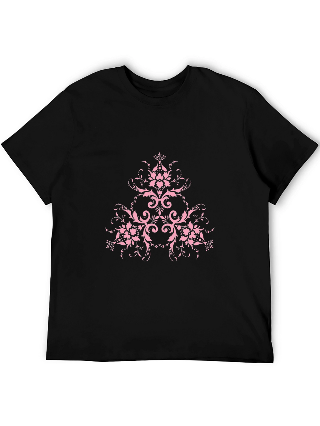 Black T-Shirt with Pink Floral Design