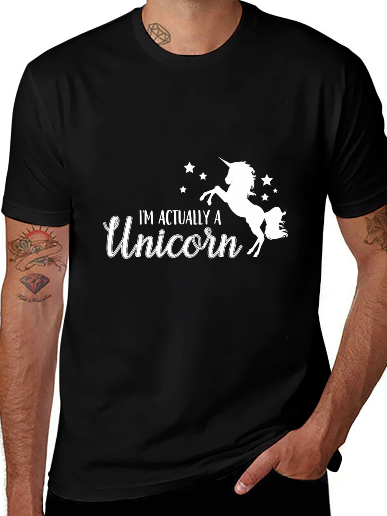 Im Actually a Unicorn Black T-Shirt