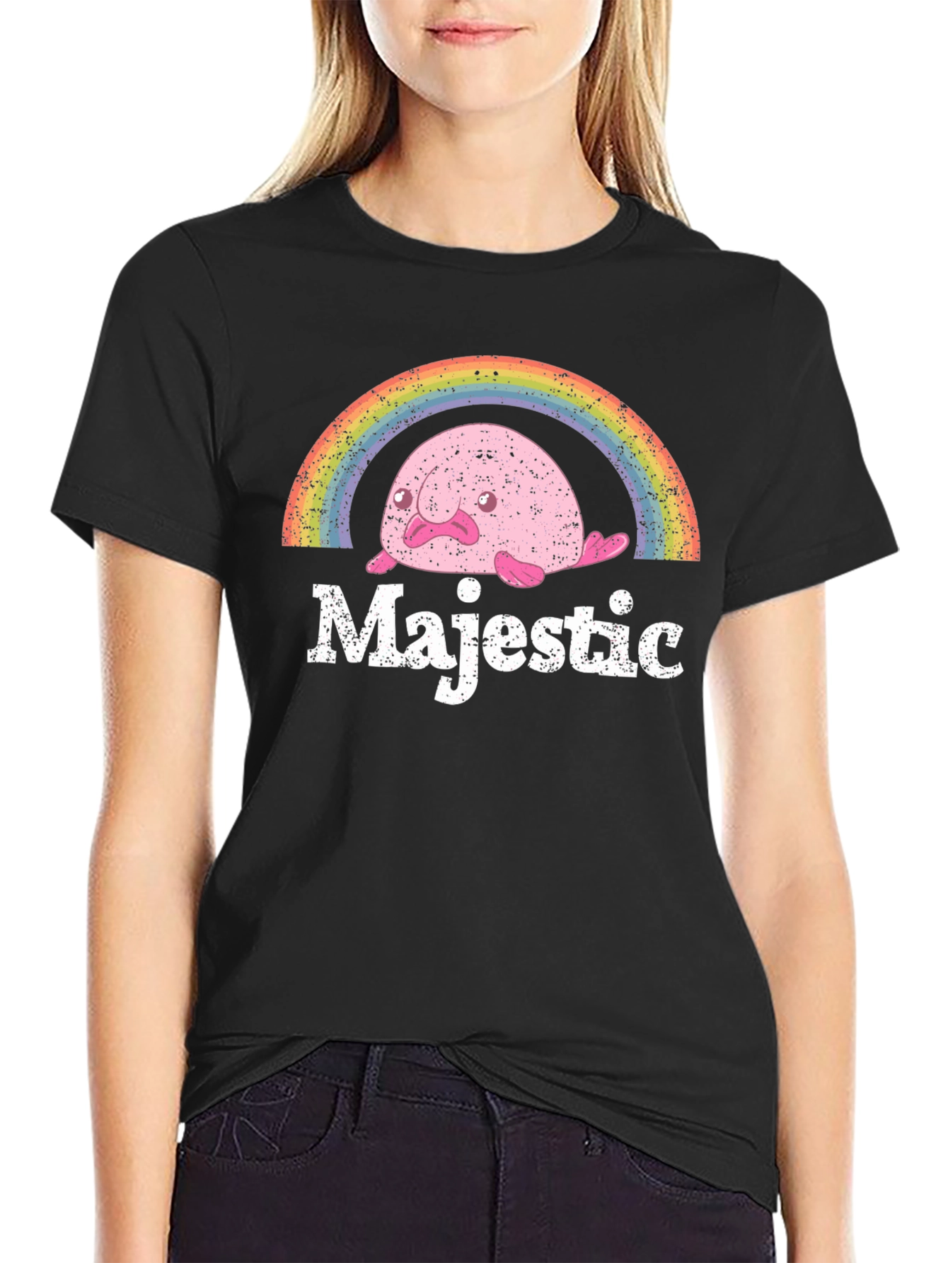 Majestic Blobfish Rainbow Graphic T-Shirt