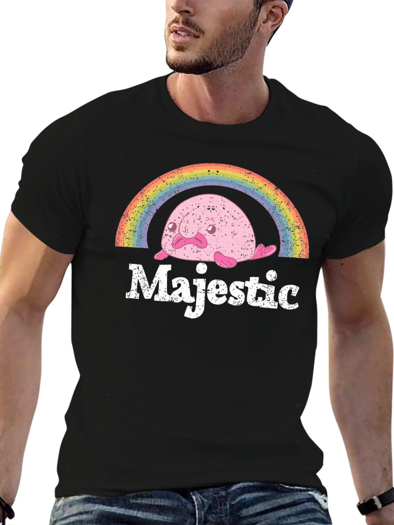 Majestic Blobfish Rainbow Graphic T-Shirt