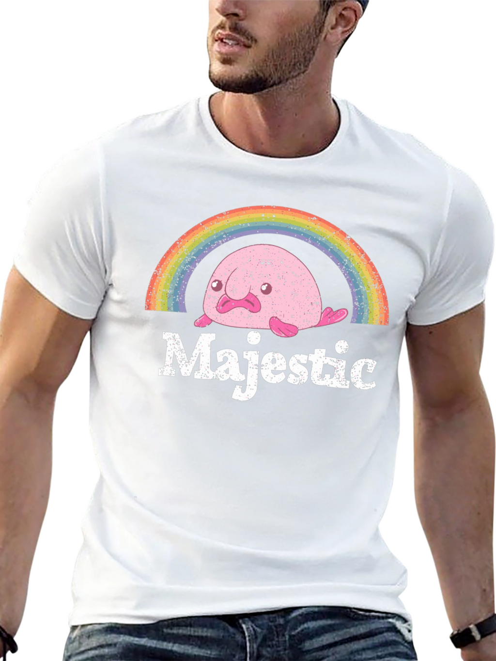Majestic Blobfish Rainbow Graphic T-Shirt